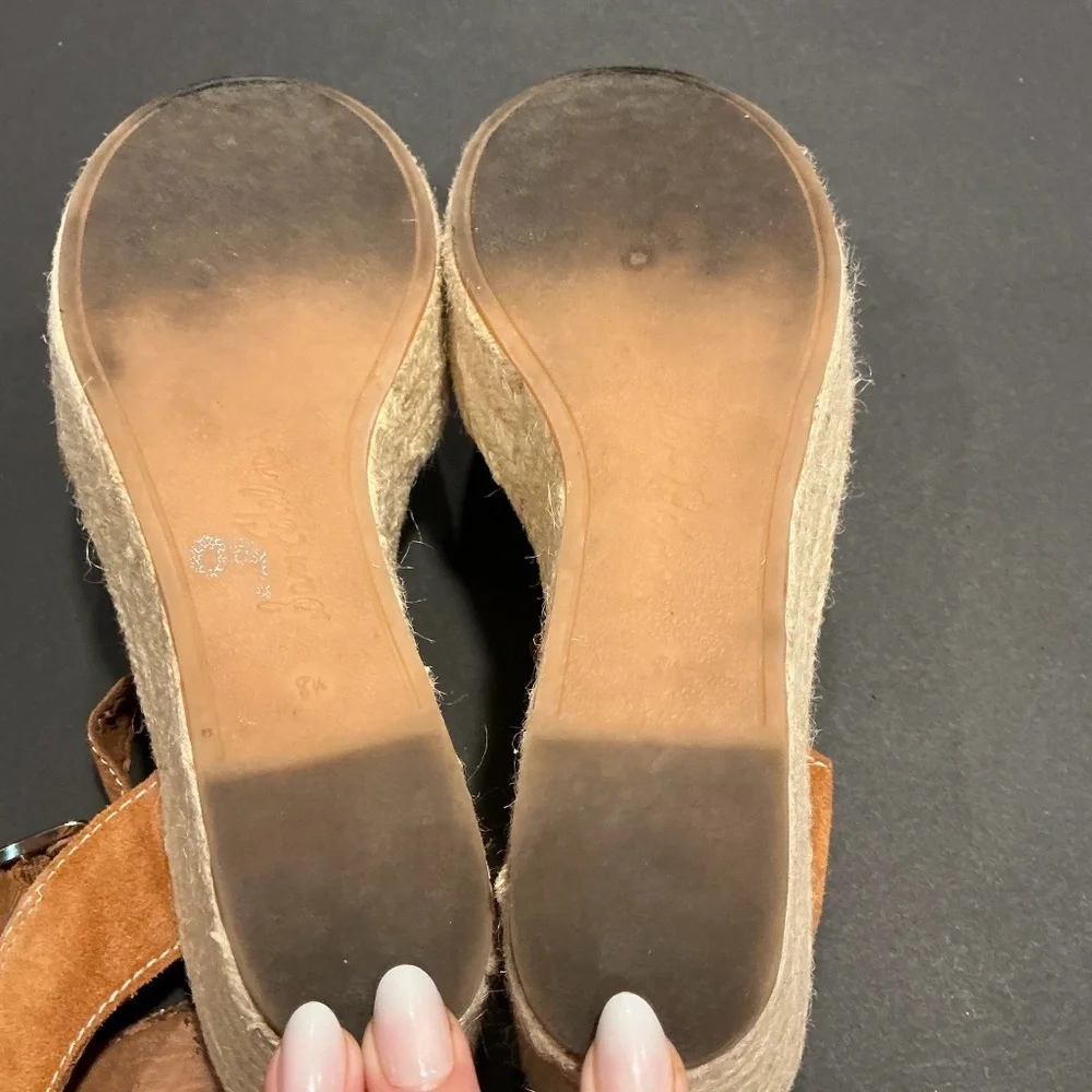 Sam Edelman Dimitree Brown Suede Espadrille Wedge Sandals Size 8.5
